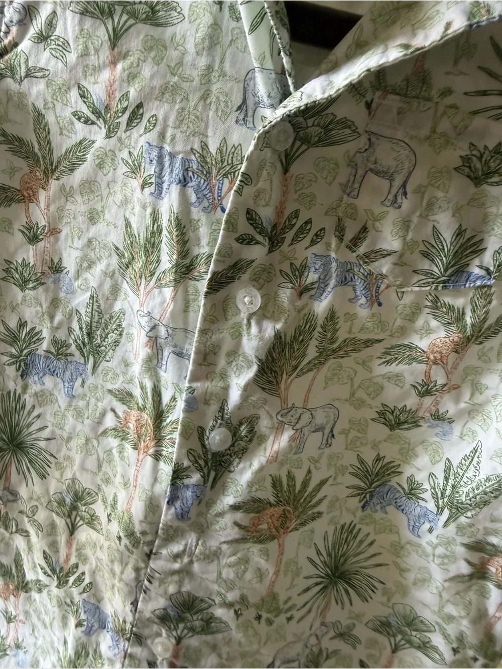 Janie and Jack White Tropical Print Short-Sleeve Button-Down Shirt